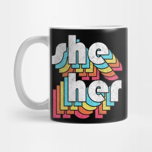 She/Her Pronoun /// Retro Style Design Mug